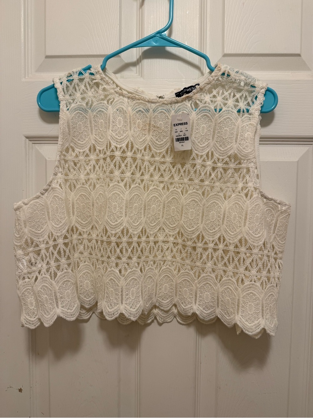 NWT Express White Crochet Crop Top